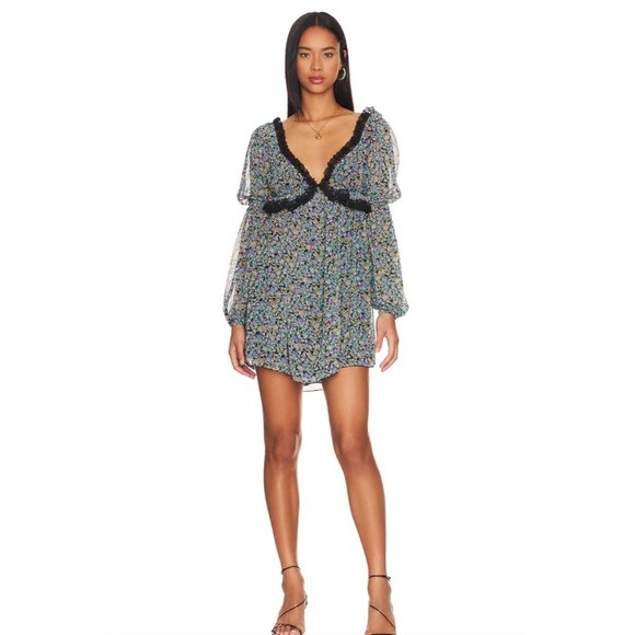 NWT Free People Pennie babydoll minidress floral size medium - Picture 6 of 6
